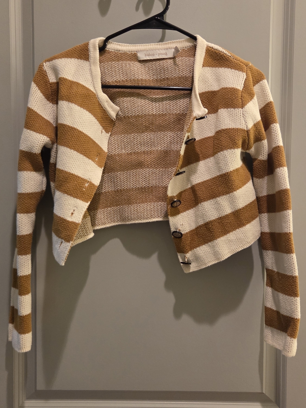 bishop + young Striped Cropped Cardigan